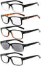Eyekepper 5 Pack Reading Glasses for Men, Includes Reader Sunglasses, Spring Hinges, +1.75