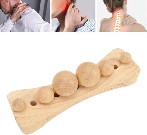 SPYMINNPOO 11 6 Wood Massage Stretcher Psoas Hip Back Neck Shoulder Base Holes Balls Massage Tool Beech Lumbar Release