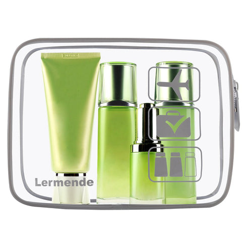 Lermende 2pcs Clear Toiletry Bag, TSA Approved Travel Bag, Quart Sized Makeup Cosmetic Bag, Gray