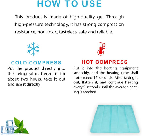 Gel Cooling Mat, Ice Cooling Cold Mat for Pain Relief, Hot Cold Therapy Pack for Back, Shoulder, Knee, Belly (Green
