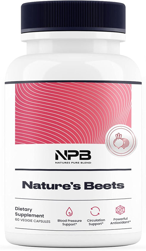 Nature's Pure Blend Organic Beets Capsule, Support Blood Flow, Blood Pressure & Heart Health, Energy Booster