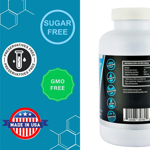 Multi Collagen Pills Plus 180 Capsules (Types I, II, III, V & X) + Absorption Enhancer, Non-GMO, 3 Months Supply