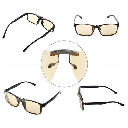 JASHIKA Clip on Blue Light Blocking Gaming Glasses, Anti Blue Ray Video/TV Lenses for Men and Women, UV Blocking