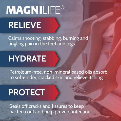 MagniLife Pain Relieving Foot Cream, All-Natural Moisturizing Topical for Soreness, Burning, Tingling, 4oz Tube