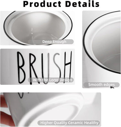 ONTUBE Ceramic Dish Brush Holder, Farmhouse Scrub Brush Holder Dishwashing Brush Stand, Soap Dispensing Kitchen Brushes