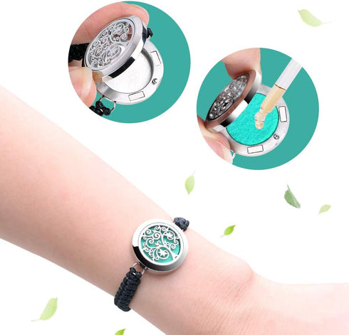 Set 12pcs ttstar Essential Oil Diffuser Bracelet - Stainless Steel Aromatherapy Locket with Adjustable Band, Includes
