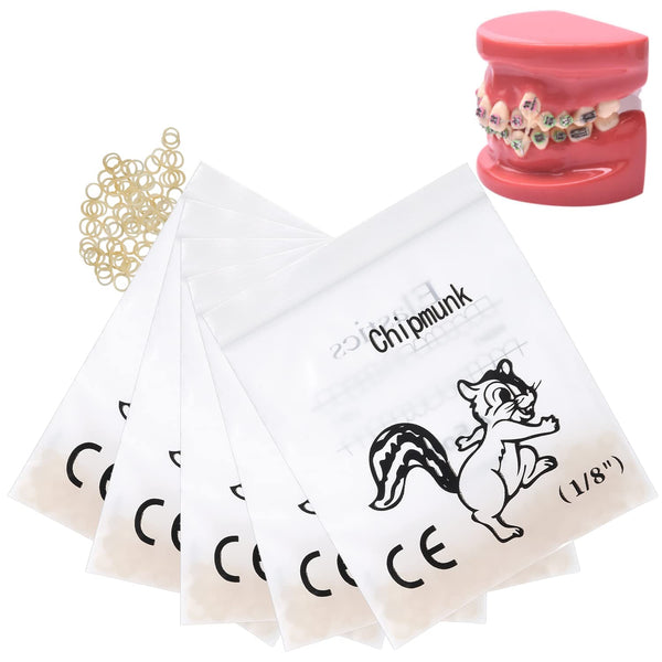 ANNWAH 500 pcs Rubber Bands for Braces, Heavy Rubber Traction Bands 1/8" (100 Pieces/Pack) for Chipmunk