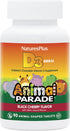 Natures Plus Animal Parade Vitamin D3 Children’s Chewables - Black Cherry Flavor - 90 Tablets, Pack of 2 - Gluten Free