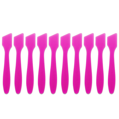 Pana 10 Pieces 7.35" Pink Large Flexible Mixing Spatula for Reusable Cosmetic Skin Care Facial Cream Mask Mixing