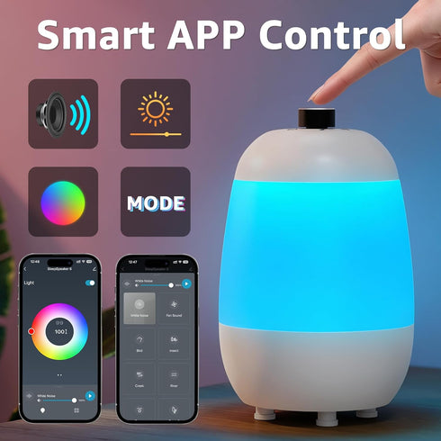 Uuffoo Sound Machine - White Noise Machine with Bluetooth Speaker and Night Light RGB, App Control, Portable Sleep