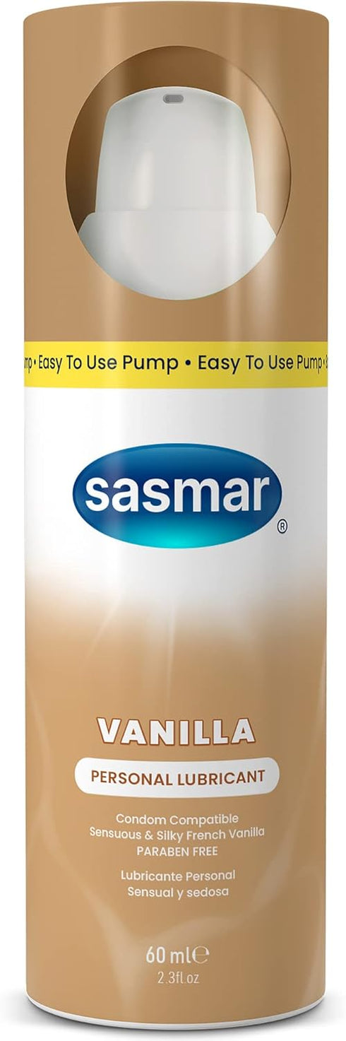SASMAR 60 ml Vanilla Flavored Lubricant - Water Based Personal Lube for Men, Women - Feels Natural, Long Lasting