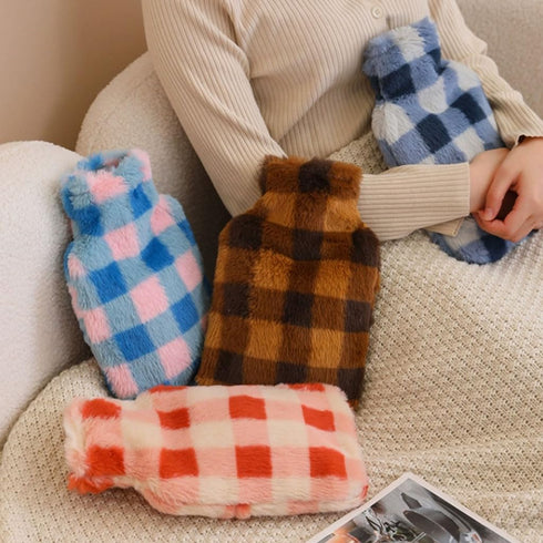 PEKJI 1L Large Plush hot Water Bottle Warm Water Bottle for hot Compress Belly Warmer hot Water Bag with Cover Hand