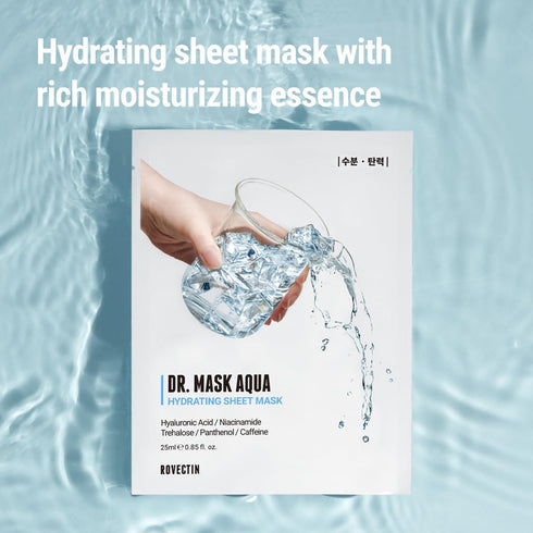 ROVECTIN Dr. Mask AQUA (5 ea.) - 7 Layers of Hyaluronic Acid Facial Mask Sheet with Niacinamide and Panthenol