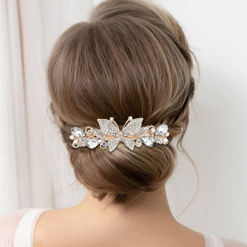 inSowni 4 Pack Luxury Glitter Hair Barrettes - Sparkly Jeweled Gems Crystal Rhinestone Butterfly Clips