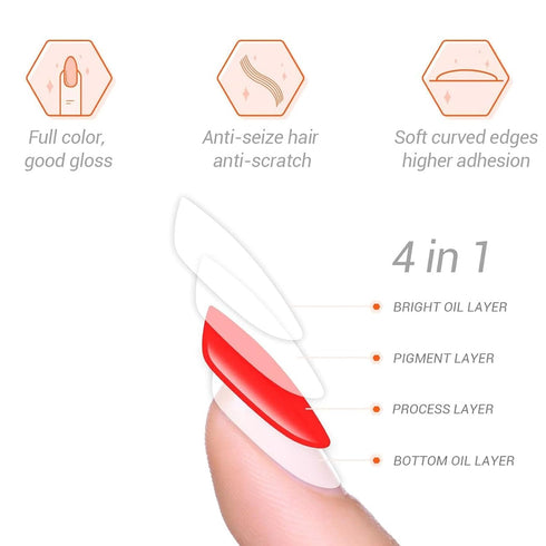 Semi Cured Gel Nail Strips - 20pcs Gel Nail Polish Stickers, Pink Full Wrap Gel Nail Art Stickers with Nail File &