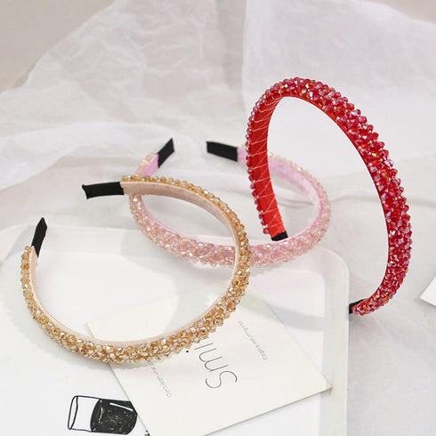 Ruihfas Fashion Sparkle 4 Rows Crystal Rhinestone Headbands, Beaded Hair Hoop Band (Black)