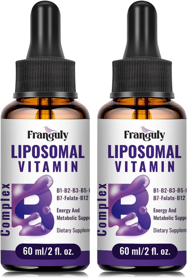 Liposomal Vitamin B Complex Liquid Sublingual Supplement for Women Men - Improved Absorption Methylated B12, B1, B2,