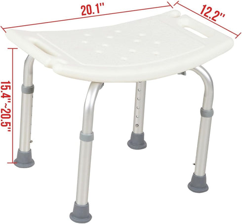 P'Lek Shop 6 Adjustable Medical Bath Tub Shower Chair Bench Stool Seat Without Back New White Height