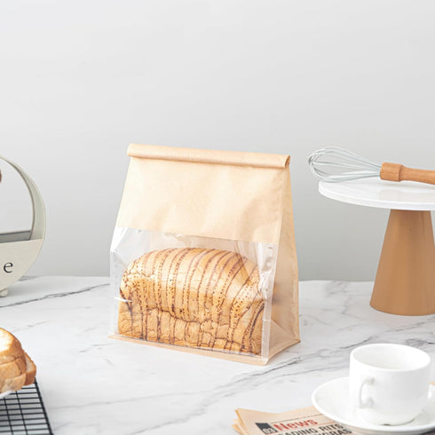 Roppolo 50 8.6 Inch Packing Pcs Bread Bags with Tin Tie, Large Loaf Bags Made Of Brown Cotton Paper, Storage Bag