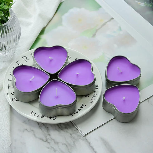 DEYBBY Large Heart Shaped Scented Tea Lights Candles, Smokeless Soywax Aromatherapy Candles (Pack of 6)
