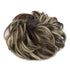 MORICA 1PCS Messy Hair Bun Extension, Curly Wavy Synthetic Chignon Hairpieces for Women (Dark Brown & Ash Blonde)
