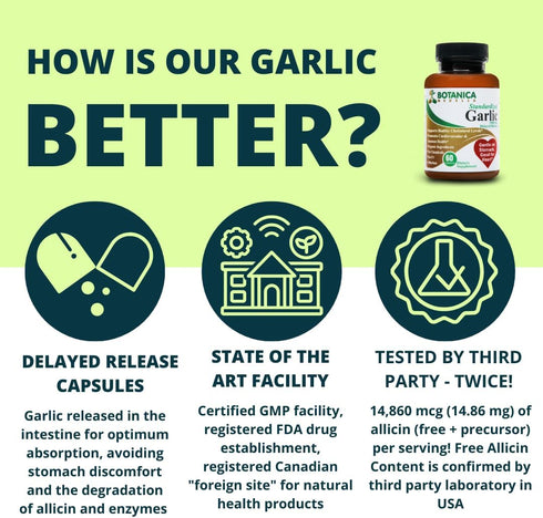12400 mcg Allicin, TESTED by 3rd Party, Odorless, Organic Ingredients, Delayed Release, 30 to 60 Days Supply