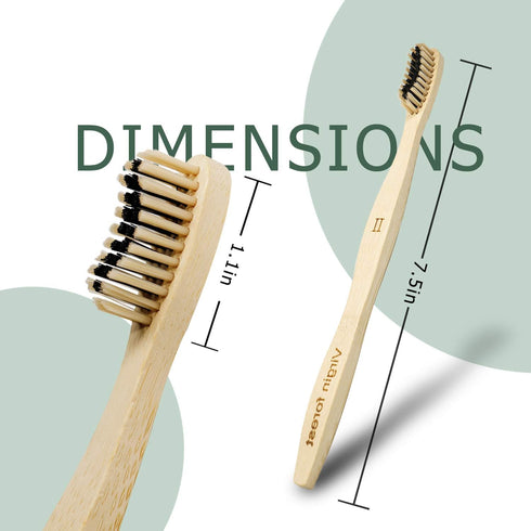 Virgin Forest Bamboo Toothbrush, Biodegradable Soft Bristles, Wooden Toothbrush with Wave-Shaped Handle (6 Pcs)