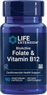 Life Extension BioActive Folate & Vitamin B12 | 90 Capsules | Promotes Heart, Brain & GI Tract Health