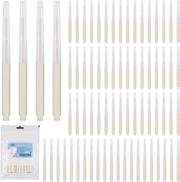 Interdental Brush, 80pcs Disposable Toothpick Dental Flossing Tools, Oral Hygiene Flosser Tooth Cleaning Head (White