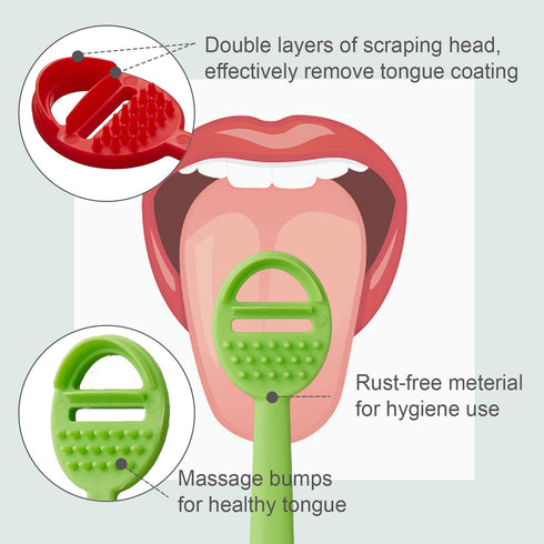 Tongue Scraper Cleaner 4 Pack – BPA Free – Oral Hygiene Care – Reduce Bad Breath – Double Scraper
