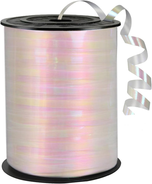 500 Yard Iridescent White Curling Ribbon, 3/16" for Balloon String, Craft Decor, Florists, Flower Decoration Wrap