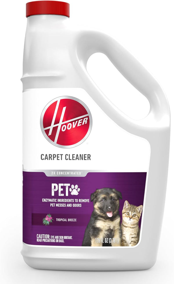 Hoover 128 oz Pet Carpet Cleaner Solution, Deep Cleaning Shampoo for Carpet and Upholstery, Tropical Breeze Scent