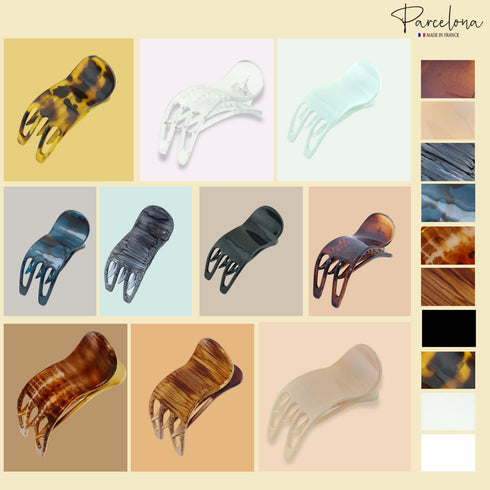 Parcelona French Bear Paw Medium 3” Celluloid Acetate Non Slip Jaw Yoga Hair Accessories for Fine Hair (Pickled Blue)