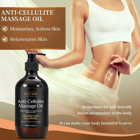 HUGROSE 17.6 OZ Anti Cellulite Massage Oil, Cellulite Remover for Legs and Firming Body Oil, with Plant-Based