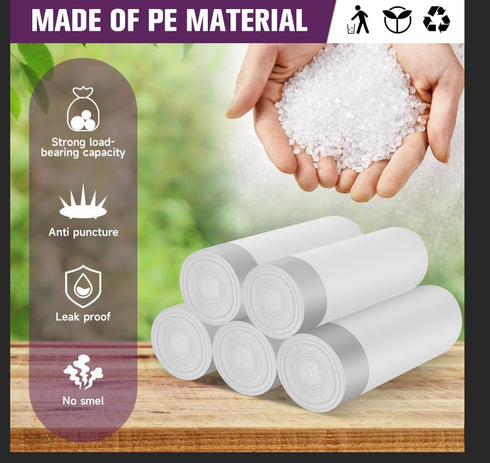 heihaily 4 3-4 57 Count 15 Gallon White Trash Bags Drawstring - Gal Small Garbage Bags For Bathroom Liter Plastic