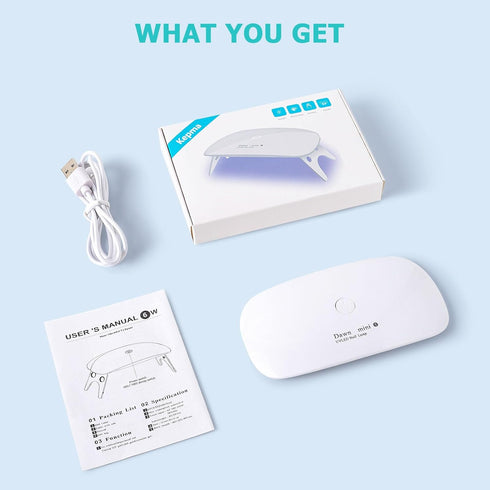 Kepma UV LED Nail Dryer Mini Lamp, Portable Curing Light for Gel Nail Polish, 6w (White)