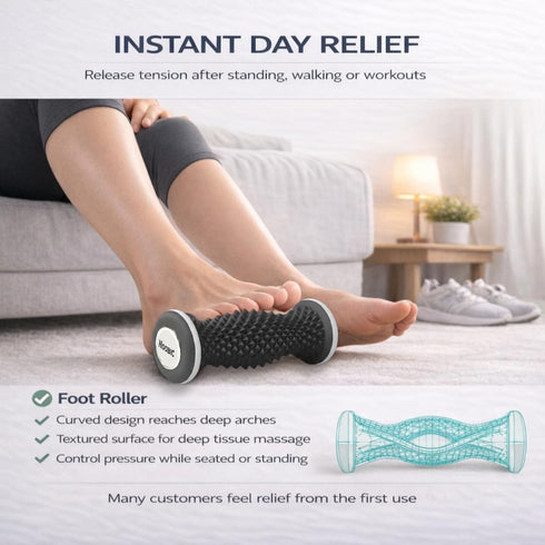 NOOBIC Plantar Fasciitis Night Splint, Foot Roller & Lacrosse Ball for Tension Relief, Foot Pain Relief Heel Spur, Arch