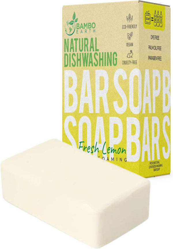 Natural Non-Toxic Dish Washing Block Soap, Vegan, Cruelty-Free, Eco-Friendly, Zero Waste, Lemon Pack of 1