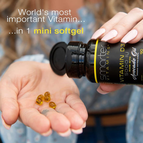 Smarter Vitamin D3 5000 IU in Avocado Oil - 125mcg, 270 Mini Softgels (3 Pack)
