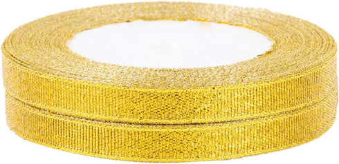 Molshine 50yard(2rolls) Gold Organza Ribbons Shimmer Sheer Thin Glitter Ribbon for DIY,Crafts,Christmas Decorative Width: 10mm(3/8") by molshine
