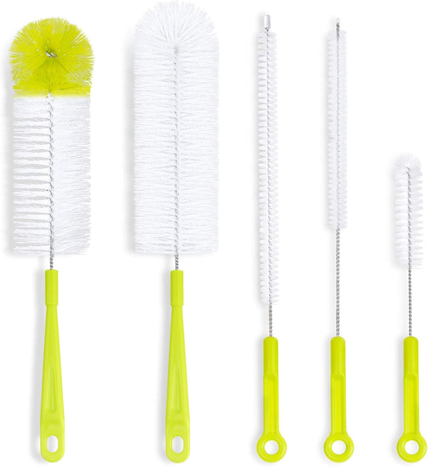 Bottle Cleaning Brush Set, Long Handle Cleaner for Narrow Neck Beer Bottles, Sports Water Bottles, and Kettle Spouts