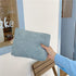 Large Zipper Corduroy Makeup Bag for Women, Travel Canvas Cosmetic Organizer, Brush Storage, Blue