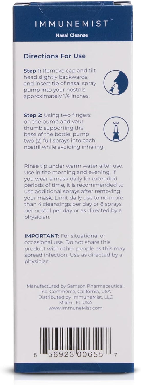 ImmuneMist 250 Nasal Cleanse - Nasal Iodine Spray Rinse Bottle Up to Doses - Nasal Spray for Wellness - Made in The USA