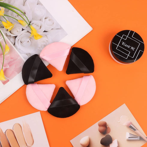 Pimoys 12 Pieces Powder Puff Face Triangle Makeup Puff, Soft Cosmetic Foundation Sponge (Black, Pink)