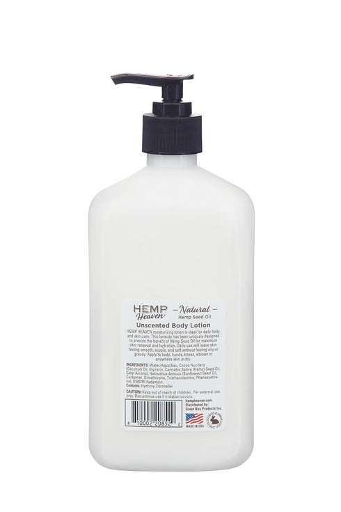 Unscented Body Lotion Natural Hemp Seed Oil - Moisturizing & Soothing Skincare, Paraben-Free, 18 Oz for Sensitive Skin