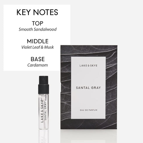 Lake & Skye Santal Gray Eau de Parfum, Long Lasting Fragrance, 0.06 fl oz (2 ml) - Aromatic, Woody, Spicy