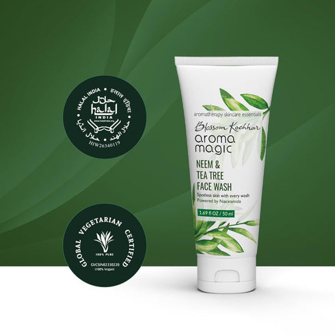 Neem & Tea Tree Face Wash with Niacinamide, Deep Cleansing & Pore Tightening, 3.38 Fl Oz