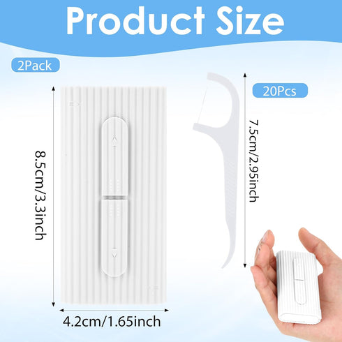 WJIAAA 2 20 Portable Dental Floss Case, Pcs Refillable Travel Floss Pick Dispenser Storage Organizer Box Storage Pcs