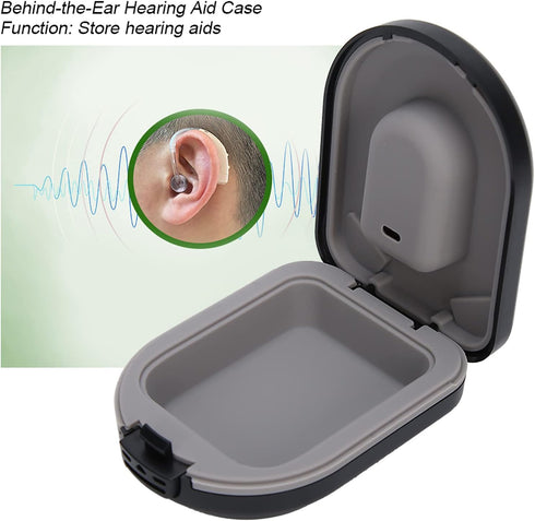 Hearing Aid Travel Case, Behind-the-Ear Accessories, Waterproof Drop Resistance Storage Box, Black (2.6 x 2 x 1in)