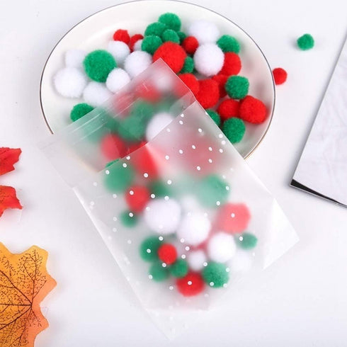 Self Adhesive Cookie Cellophane Treat Bags 5.5x5.5 Inches, 100 Pcs Resealable Plastic Packaging with Thank You Labels